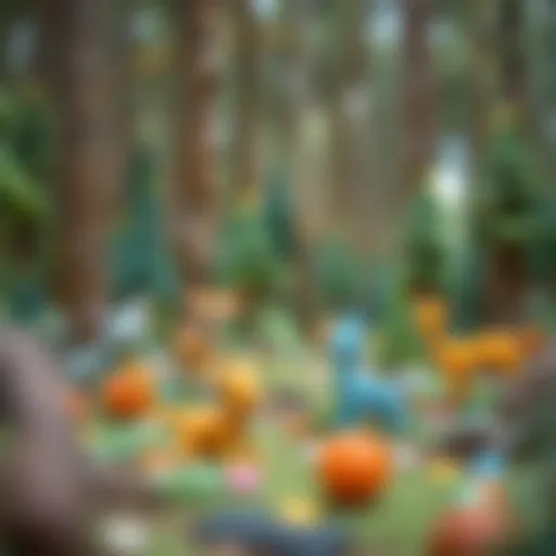 A colorful illustration depicting a group of animals in a forest, engaging in a playful adventure.