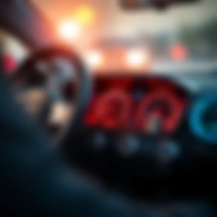 Close-up of a toy car's control panel