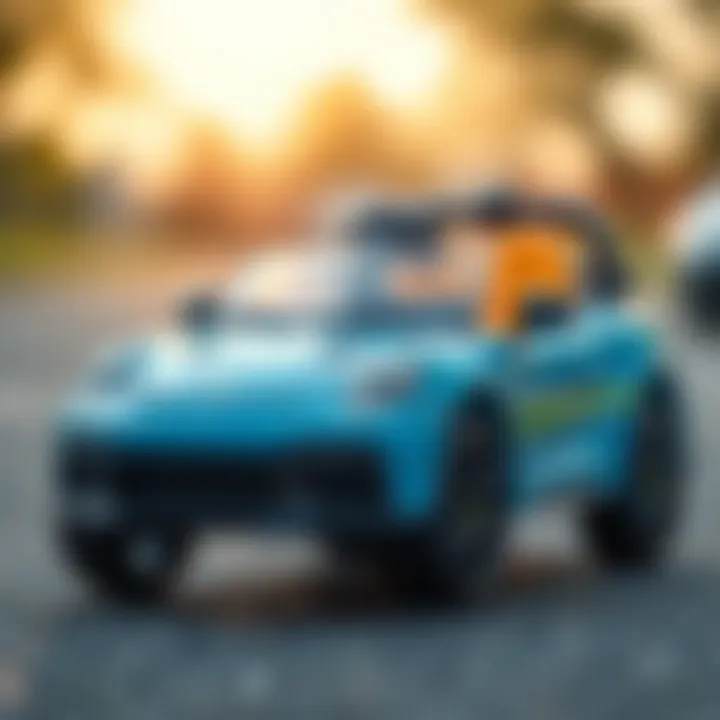 Safety features of a toy car highlighted