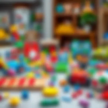 A variety of toys and games suitable for different age groups laid out on a table