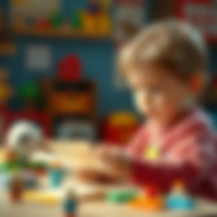 A child exploring a concept with a card