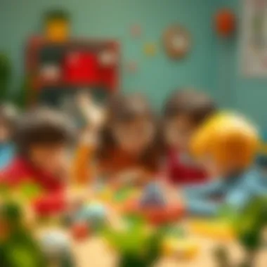 Fostering Social Skills through Collaboration A group of children engaged in a collaborative learning activity, emphasizing social skills in development.