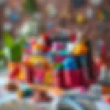 A vibrant artist's paint set bag filled with various colors and tools