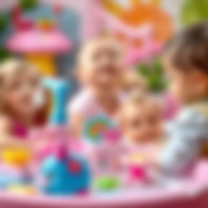 Children Engaging with Baby Alive Rainbow Spa Toys Children engaging with Baby Alive Rainbow Spa toys in a vibrant setting.