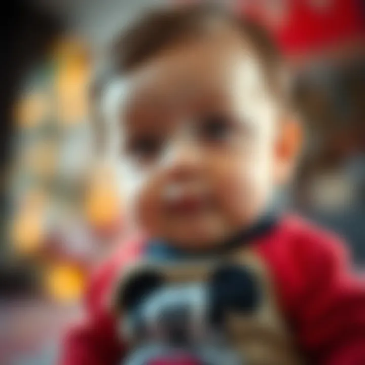 Close-up of a baby wearing a Mickey Mouse onesie