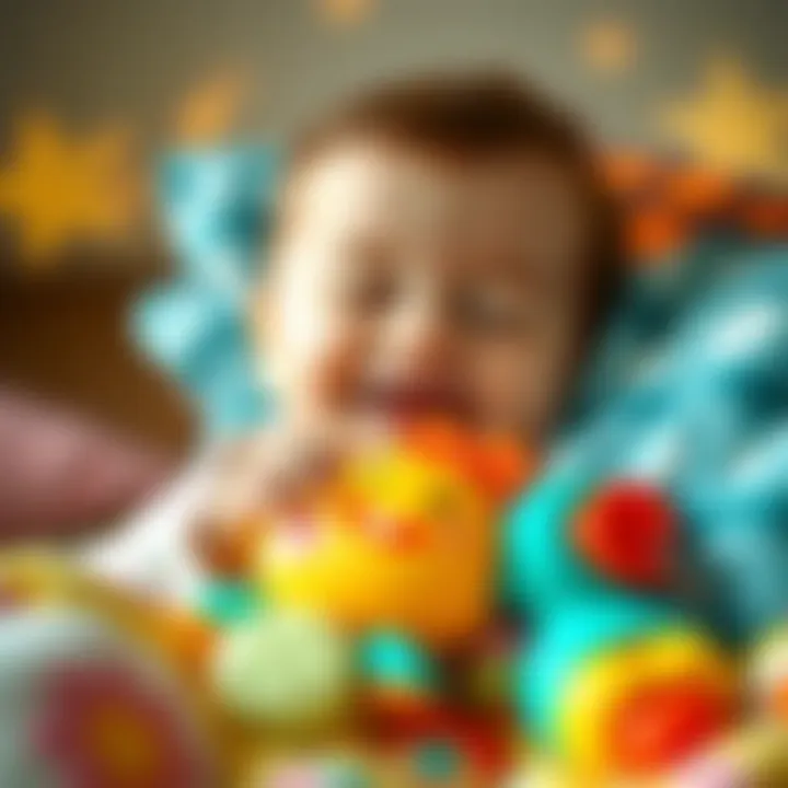 Joyful Baby Napping with Babyjem Happy baby using Babyjem teething sleep companion during nap time