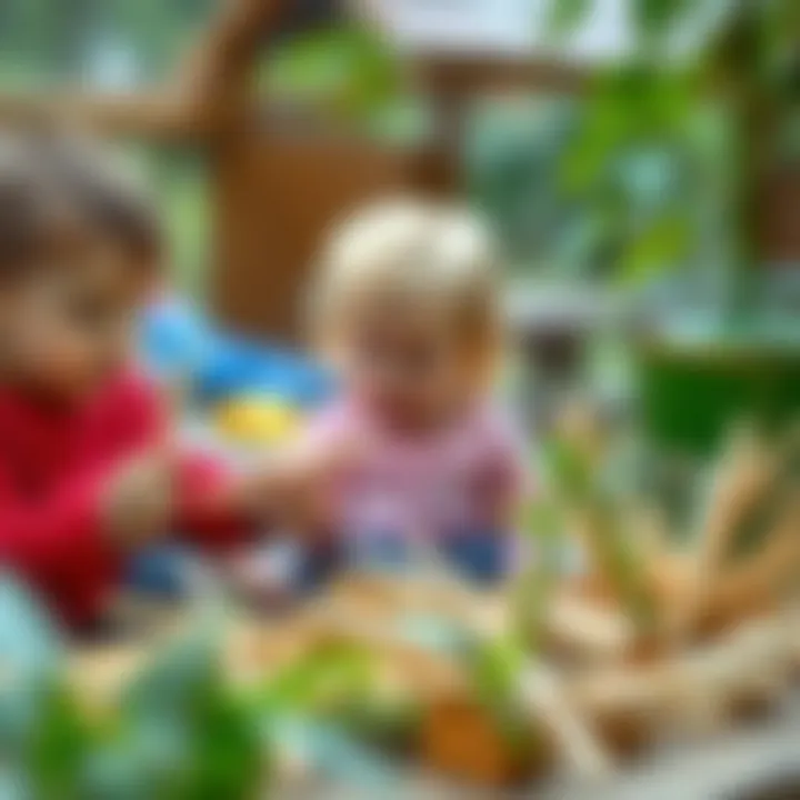 Educational Activities with Bamboo Stick Toys Children engaging in educational activities with bamboo sticks.