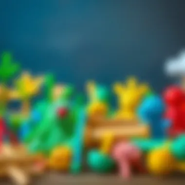 Creative Arrangement of Bamboo Stick Toys Colorful bamboo stick toys arranged creatively.