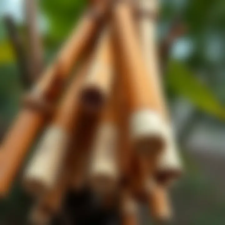 Natural Texture of Bamboo Sticks A close-up of bamboo sticks showcasing their natural texture.