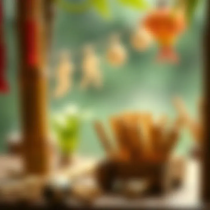 An educational setup with bamboo sticks as a learning tool