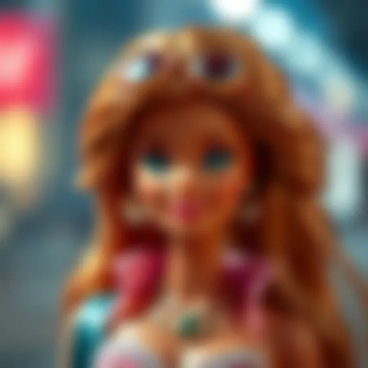 Artistic portrayal of Barbie as a cultural phenomenon