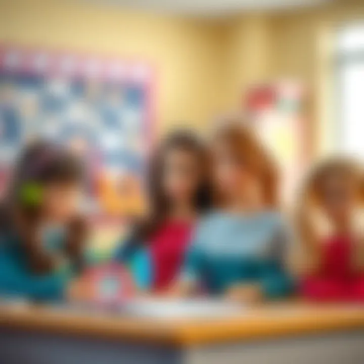 Barbie's Role in Education A classroom setting where children engage in play with Barbie dolls, promoting learning.