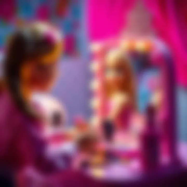 Children engaging with a Barbie makeup set
