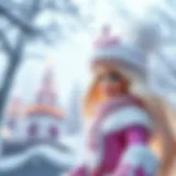 Barbie Snow Princess in Winter Wonderland A whimsical representation of Barbie as the Snow Princess in a magical winter landscape.