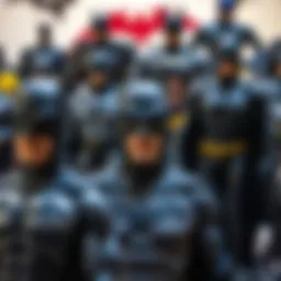 An impressive display of various Batman action figures showcasing their intricate designs.