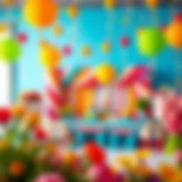 Colorful decorations for a baby gender reveal party