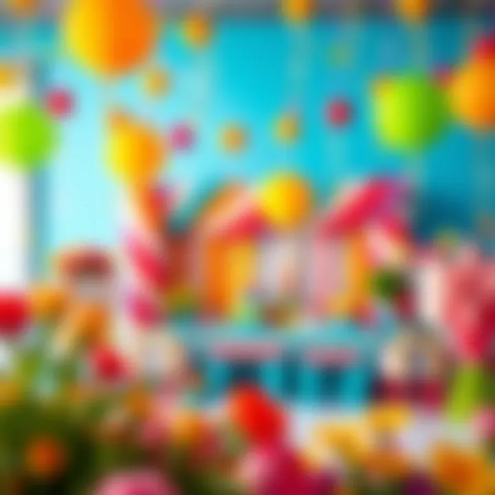 Colorful decorations for a baby gender reveal party