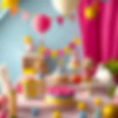 Whimsical birthday table setup with vibrant decorations