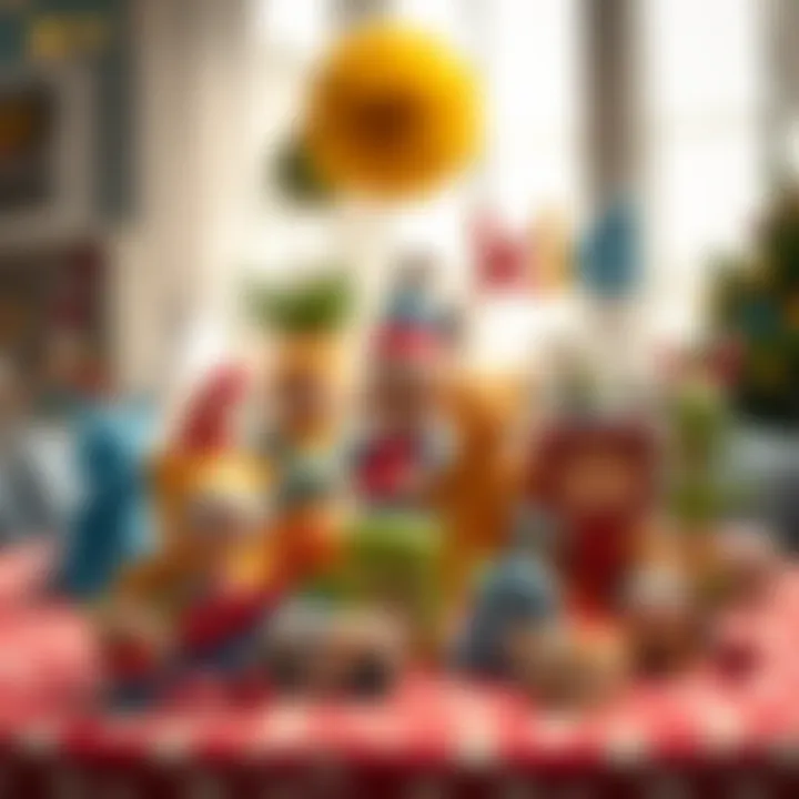 Safe and engaging toys displayed on a festive table