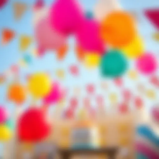 Vibrant Birthday Decorations Colorful birthday decorations including balloons and banners