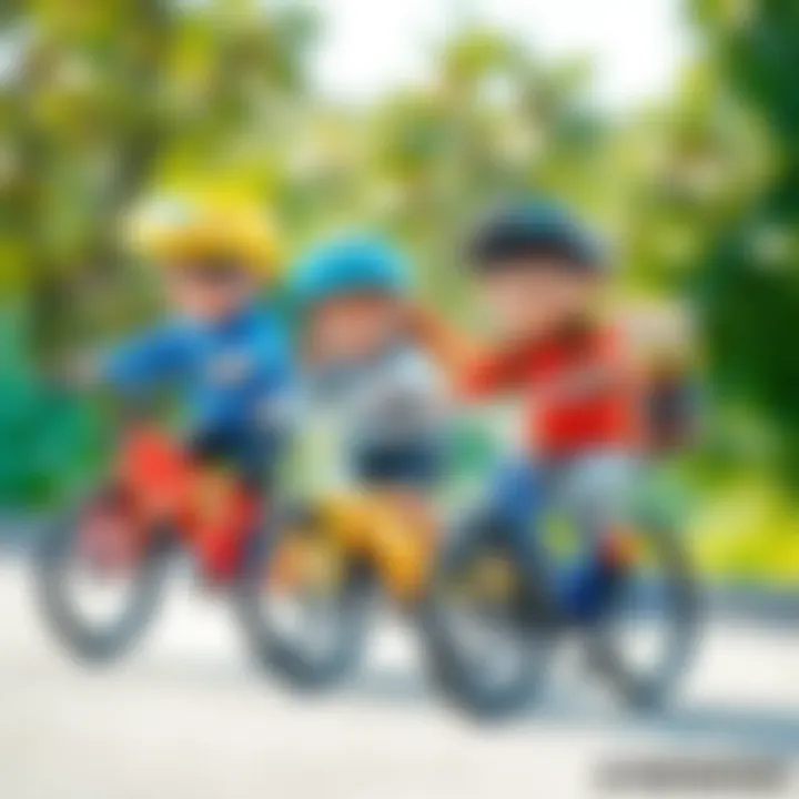 Kids engaging in teamwork during a bicycle activity