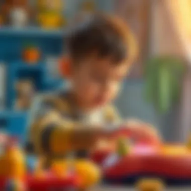 A scene of a boy engaging with an interactive toy