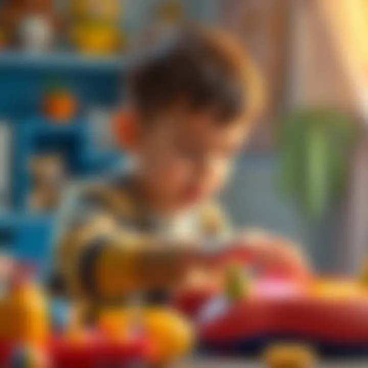 A scene of a boy engaging with an interactive toy