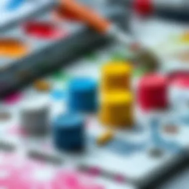 Close-up of paint components on a palette