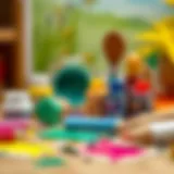 A variety of paint materials arranged aesthetically