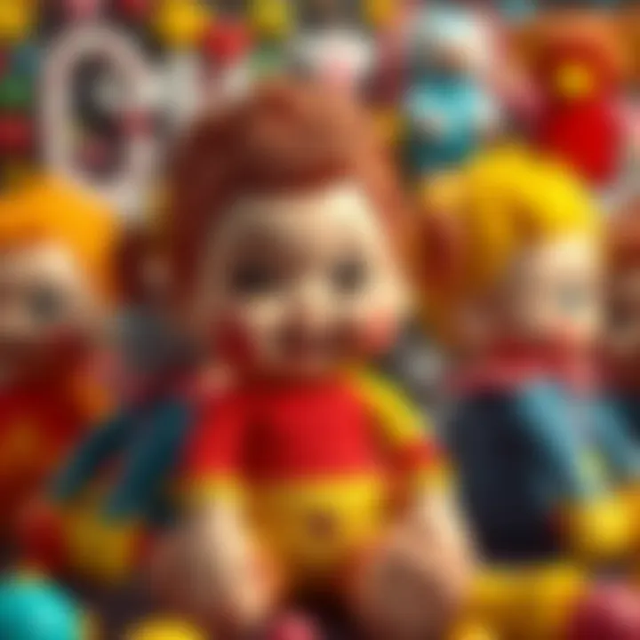 Large Cry Babies toys displayed in a colorful environment.