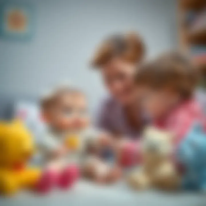 A parent and child playing together with Cry Babies toys.