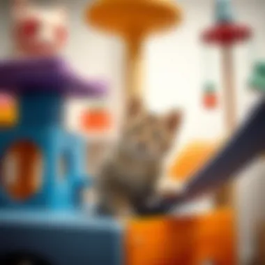 Cat enjoying a multi-level play area