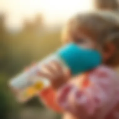 Child drinking water from Baby Plus steel bottle