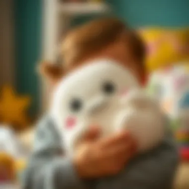 Child's Affection for Squishmallow Close-up of a child hugging a Squishmallow toy