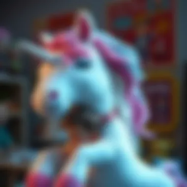 Child hugging a large unicorn plush toy