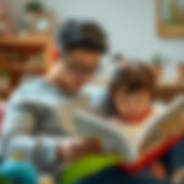 Fostering Imagination through Shared Reading A parent reading a book to a child, fostering imagination and connection