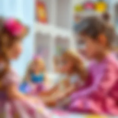 Social Skills in Action: Role-Playing with Princess Dolls A child engaging in role-play with a princess doll, highlighting social skills development.