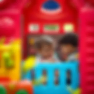 Social Interaction in a Plastic Playhouse Child engaging in social play inside a plastic playhouse