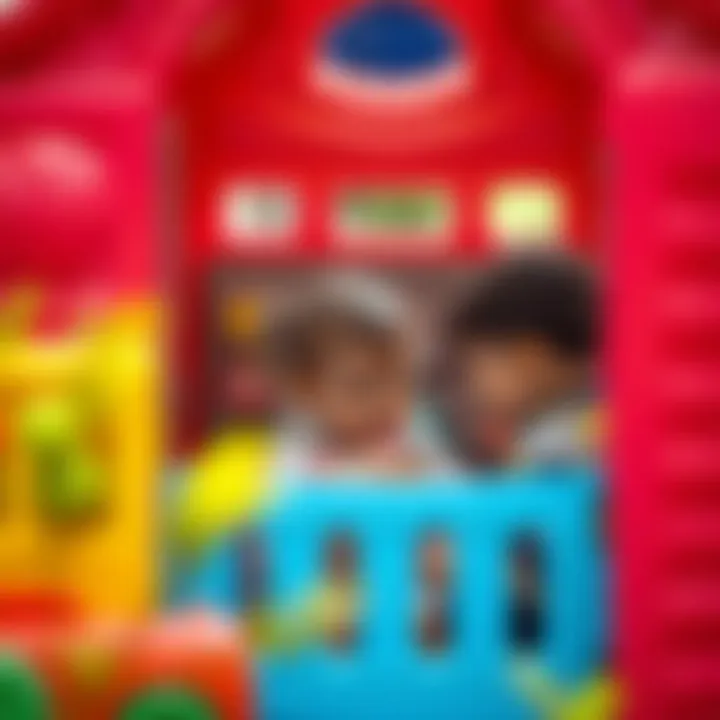 Social Interaction in a Plastic Playhouse Child engaging in social play inside a plastic playhouse