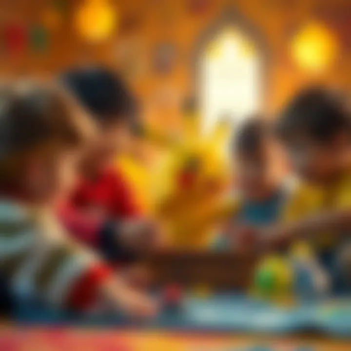 Collaboration in Pikachu Game Group of children collaborating in a Pikachu-inspired game