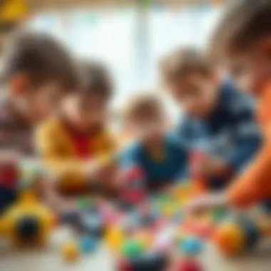 Collaboration in Play: Building Together with Toy Drills Group of children collaborating with toy drills on a project