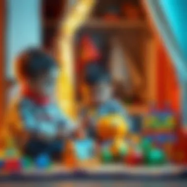 Children engaging in a creative activity using toys from a wardrobe