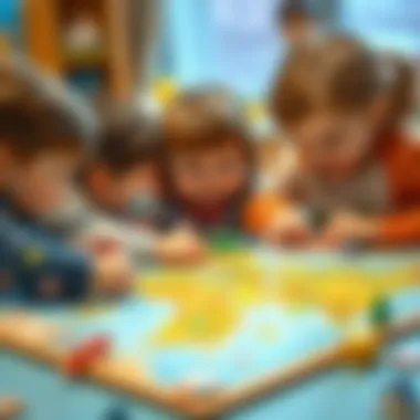 Kids Learning Geography through Puzzles Children engaging in a geography puzzle activity