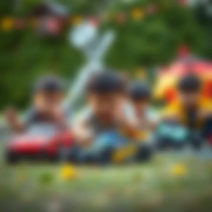 Group of children playing with Tornado remote control cars.