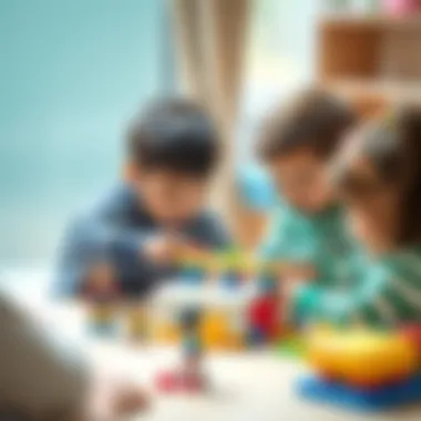 Children interacting and playing with the Akedo toy set, showcasing teamwork