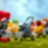 Variety of children's strollers showcasing different designs