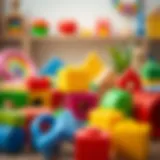 Colorful building blocks arranged in a playful setting