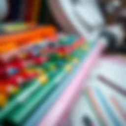 Colorful fabric painting pens arranged neatly