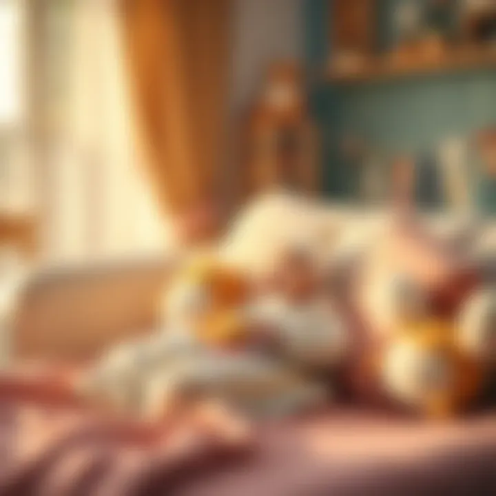 Relaxing with Baby A cozy setting featuring a new mother enjoying a moment of relaxation with her baby.