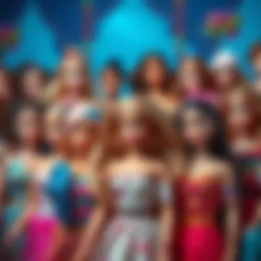Celebrating Diversity in Barbie A collage of diverse Barbie dolls representing various cultures and backgrounds.
